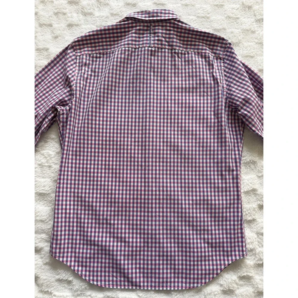 Banana Republic Grant Fit Custom 078 Wash Shirt Men Pink/Navy Gingham Sz L - EUC